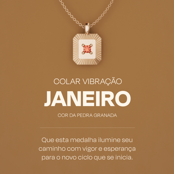 Colar Vibração JANEIRO cor da pedra Granada que representa Vigor e Esperança