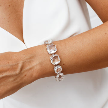 Pulseira maxi zircônias cristais com estrela e banho de ródio branco