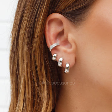 Brinco argola G lisa com banho de ródio branco