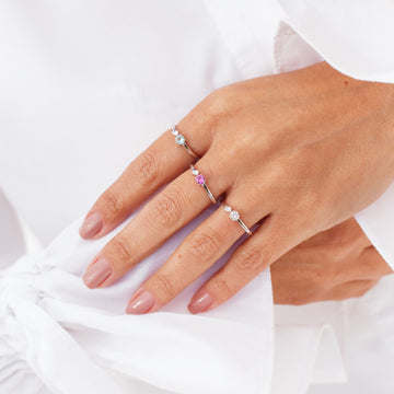 Anel prata 925 oval turmalina rosa e gota cristal