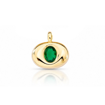 Pingente oval maior esmeralda com banho de ouro 18k, passante possui 3mm (não acompanha colar)