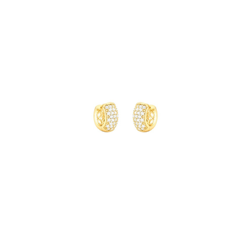 Brinco argola larga cravejada P com banho de ouro 18k