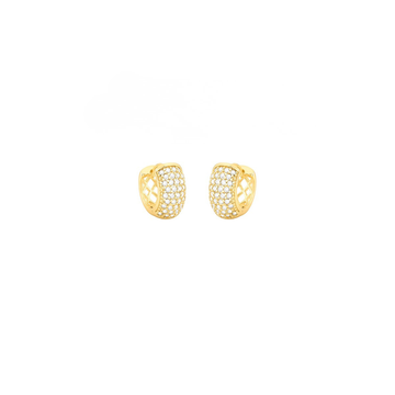 Brinco argola larga cravejada M com banho de ouro 18k