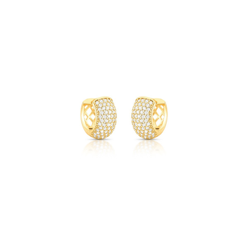 Brinco argola larga cravejada G com banho de ouro 18k