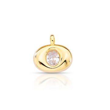 Pingente oval maior cristal com banho de ouro 18k, passante possui 3mm (não acompanha colar)
