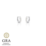 Brinco MOISSANITE argola em prata 925 3 pedras 3mm 0,1 quilates
