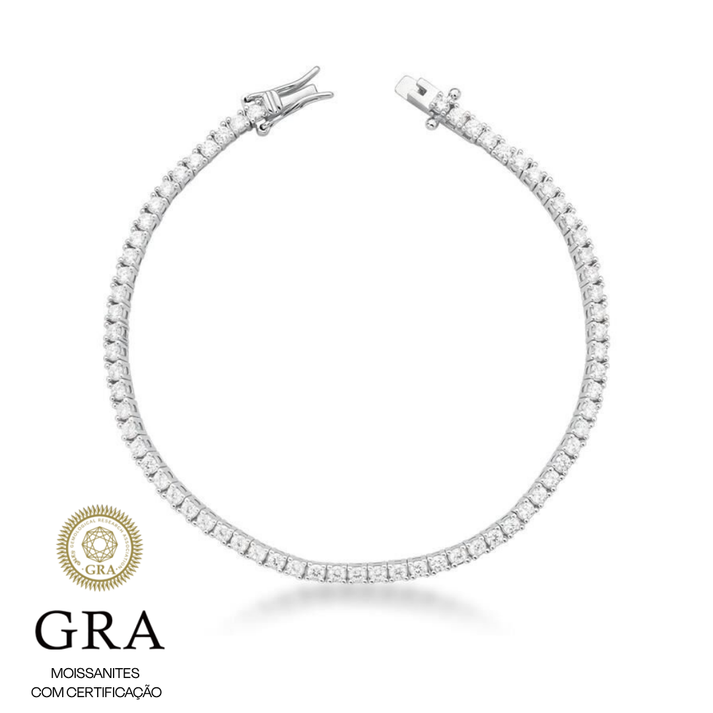 Pulseira riviera moissanite 2mm prata 925