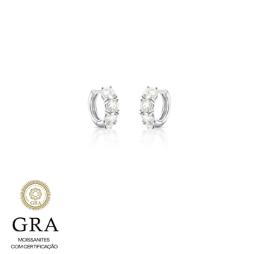Brinco MOISSANITE argola em prata 925 4 pedras 5mm 0,5 quilates