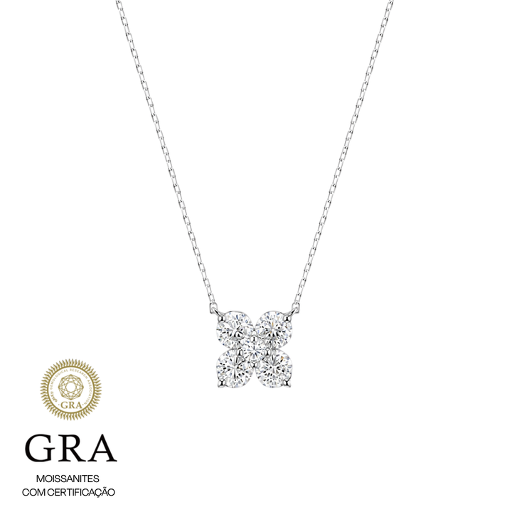 Colar moissanite flower 4mm