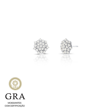 Brinco MOISSANITE oval estilo chuveirinho em prata 925 pedra 2mm 0,03 quilaltes