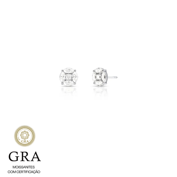 Brinco prata 925 MOISSANITE oval 3mm 0.3 quilates 4 navetes