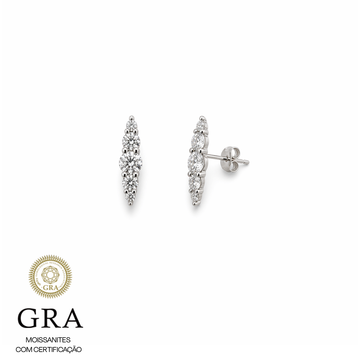 Brinco MOISSANITE ear hook mini em prata 925