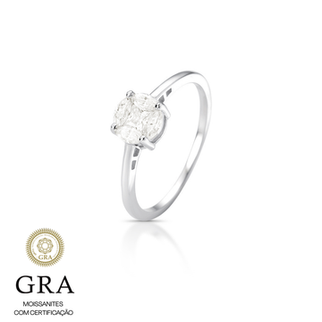 Anel prata 925 MOISSANITE ilusion 3mm 0.2 quilates