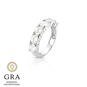 Anel prata 925 MOISSANITE meia aliança 5mm 0.5 quilates