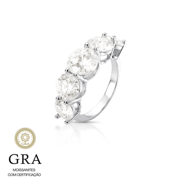 Anel prata 925 MOISSANITE meia aliança maxi 8mm 2.0 quilates