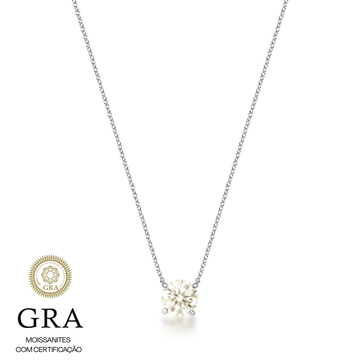 Colar pedra MOISSANITE ponto de luz maior 8mm 2 quilates em prata 925
