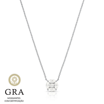 Colar prata 925 MOISSANITE oval 3mm 0.3 quilates 4 navetes