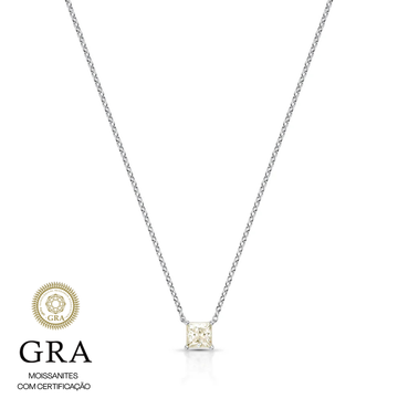 Colar MOISSANITE quadrado 5mm em prata 925 0,8 quilates