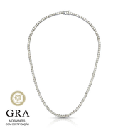 Colar MOISSANITE riviera trama rígida 3mm 0.1 quilates 40cm em prata 925