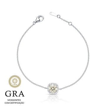Pulseira MOISSANITE quadrado cravejado 6,5mm 1.0 quilates em prata 925