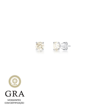 Brinco pedra MOISSANITE ponto de luz M 6,5mm e 1 quilate em prata 925