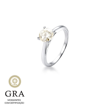 Anel em pedra MOISSANITE solitário 6,5mm 1.0 quilates em prata 925