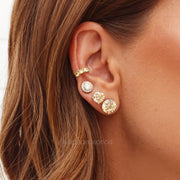 Brinco prata 925 oval citrino 1cm com banho de ródio branco