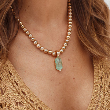 Pingente retângulo esmeralda colombiana com fecho click e banho de ouro 18k