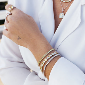 Pulseira Fran Riviera com zircônias citrino e cristal em prata 925