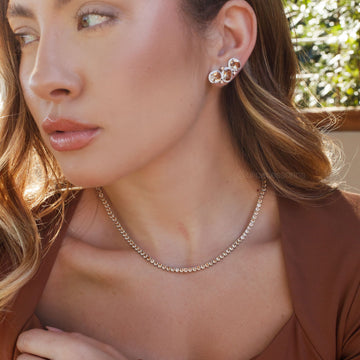 Brinco ear cuff ovais champanhe entorno cravejado com banho de ouro 18k
