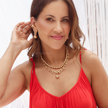 Pingente click esfera lisa com banho de ouro 18