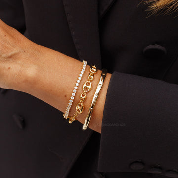 Pulseira bracelete tubo desconstruído com banho de ouro 18k