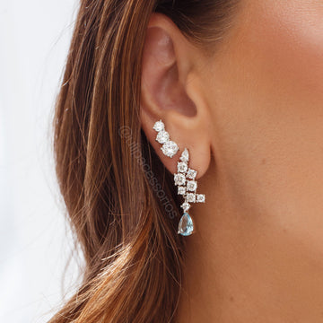 Brinco prata 925 ear cuff 3 zircônias cristal
