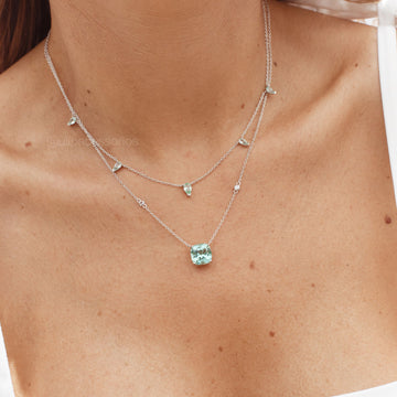 Colar prata 925 quadrado turmalina clara