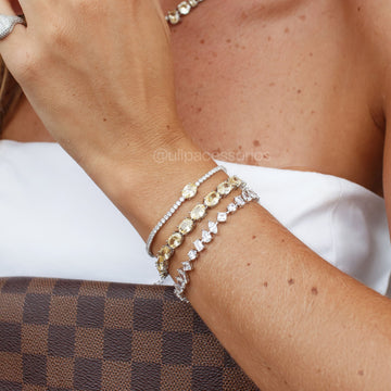 Pulseira prata 925 riviera com oval citrino