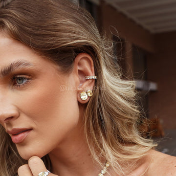 Piercing zircônia maior citrino com banho de ródio branco