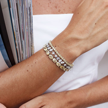 Pulseira ovais citrino luxo com banho de ródio branco