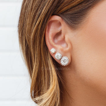 Brinco MOISSANITE jóia em prata 925 oval princess 7X9mm 4,68quilates com banho de ródio branco