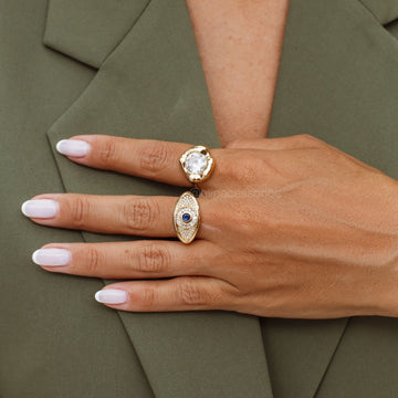 Anel olho grego com banho de ouro 18k