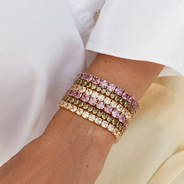 Pulseira riviera citrino cushion 5mm com banho de ouro 18k
