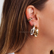 Brinco argola vírgula bold com banho de ouro18k