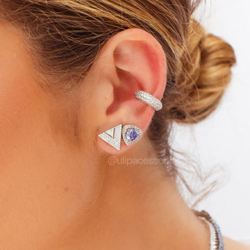Piercing tubo cravejado com banho de ródio branco