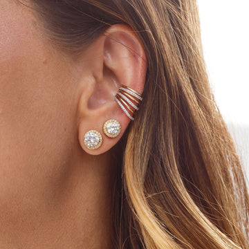 Piercing linhas lisas e cravejadas com banho de ouro 18k