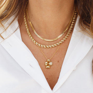 Colar esferas lisas e cravejadas com banho de ouro 18k