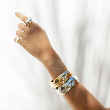 Pulseira bracelete maxi abaloado com banho de ródio branco
