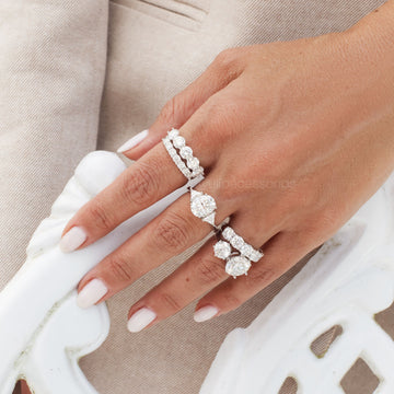 Anel prata 925 MOISSANITE meia aliança 5mm 0.5 quilates