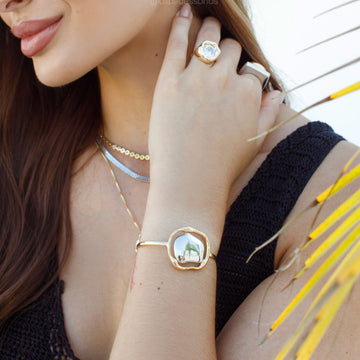 Pulseira bracelete oval orgânico mistura de banhos