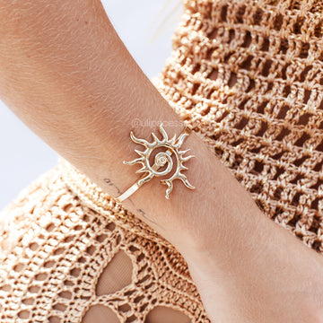 Pulseira bracelete sol dourada