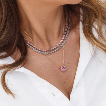 Colar riviera rhodolite com banho de ouro 18k 42+2cm extensor 3mm espessura