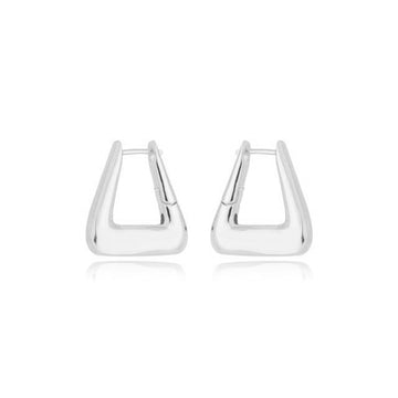 Brinco argola M Silvia triangular lisa ródio branco